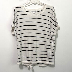 Barefoot Dreams Cozychic Ultra Lite Striped Sweater S Short Sleeve Tie Waist Top